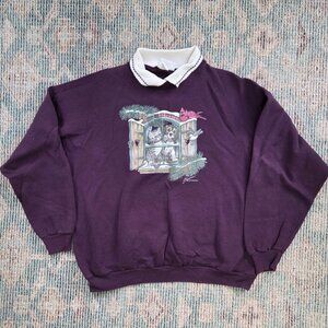 Women's Plum Crewneck Sweatshirt with Window Graphic